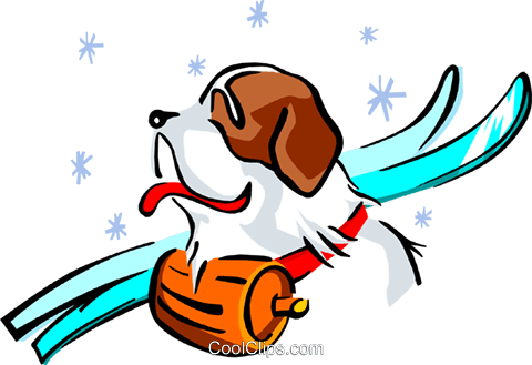 480x329 St. Bernard Ski Patrol Royalty Free Vector Clip Art Illustration