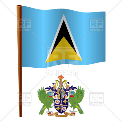 400x400 Saint Lucia Flag And Coat Of Arms Royalty Free Vector Clip Art