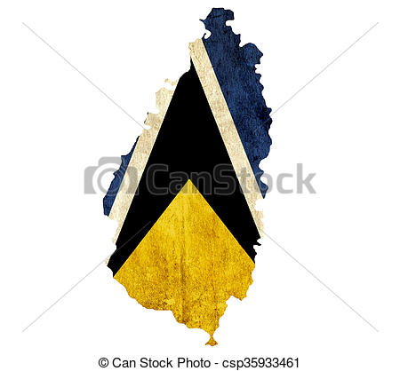 450x418 Vintage Paper Map Of Saint Lucia Stock Illustration