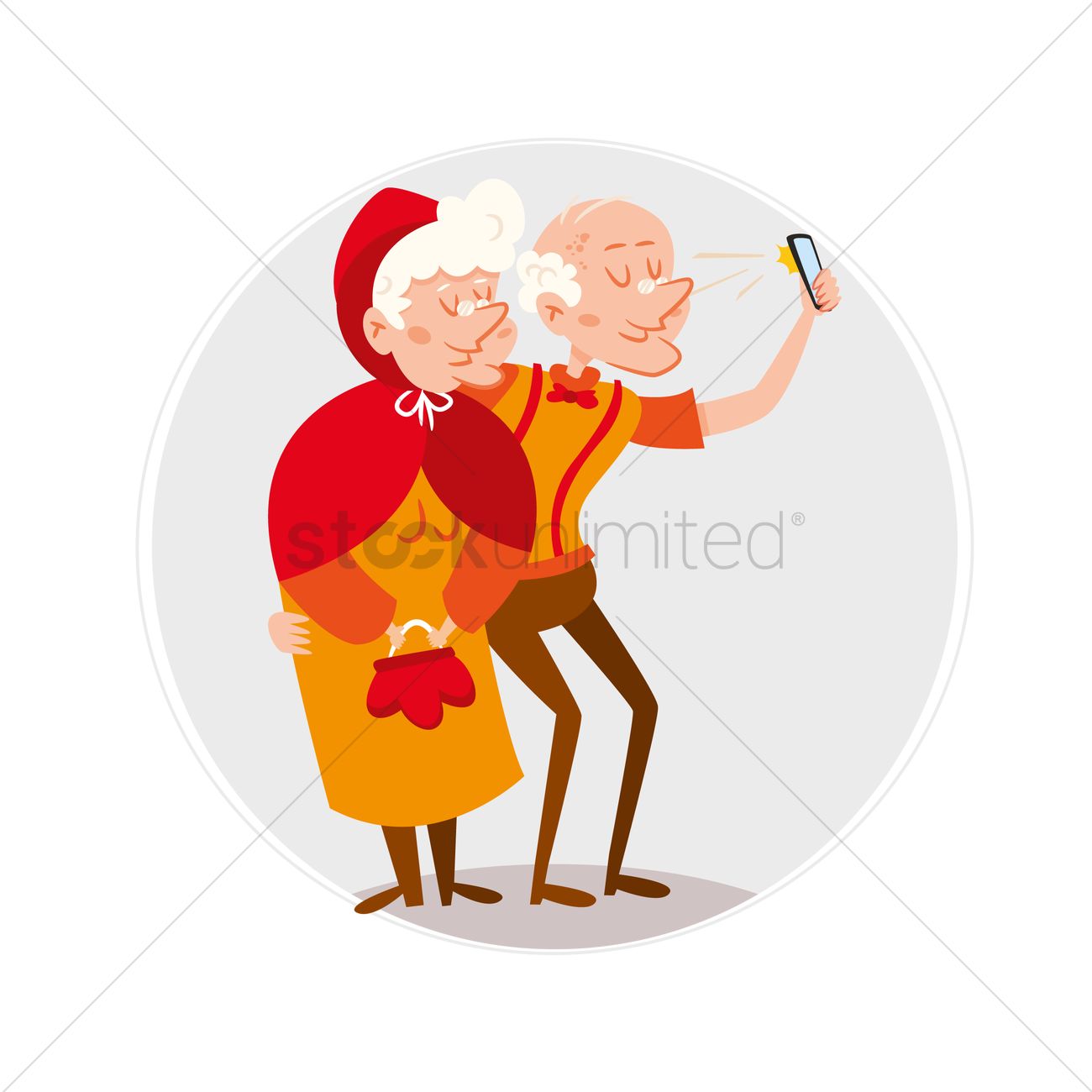1300x1300 A Old Couple Talking Selfie Vector Image