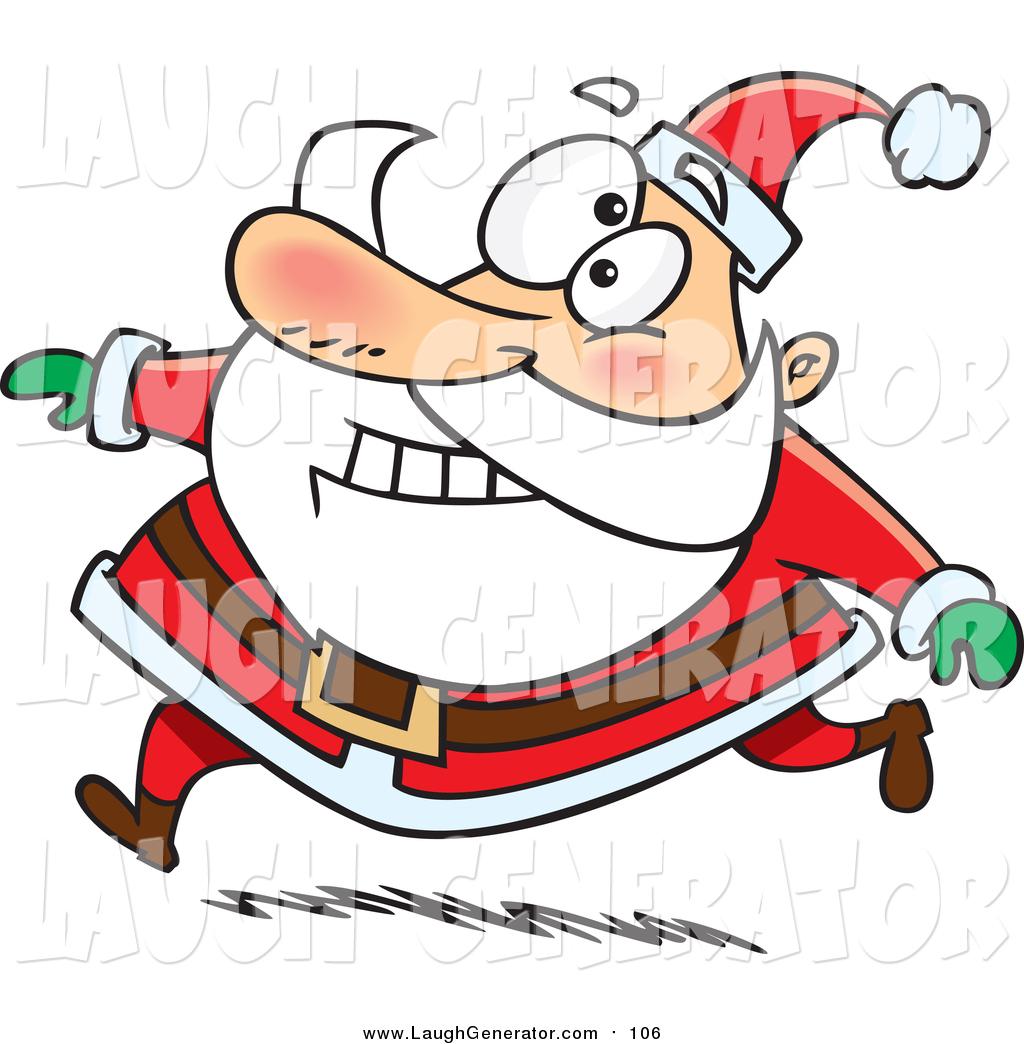 1024x1044 Humorous Clip Art Of A Happy Santa Claus Grinning And Running