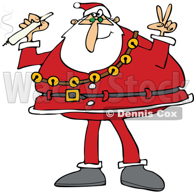 400x400 Clipart Of Santa Claus Wearing His Christmas Suit, Holding A Joint
