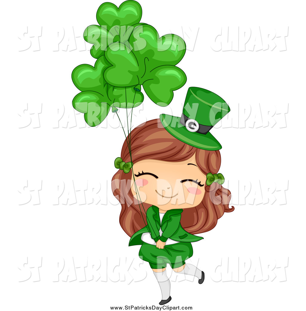 1024x1044 Clip Art Of A Cute White Brunette St Patricks Day Girl With Clover