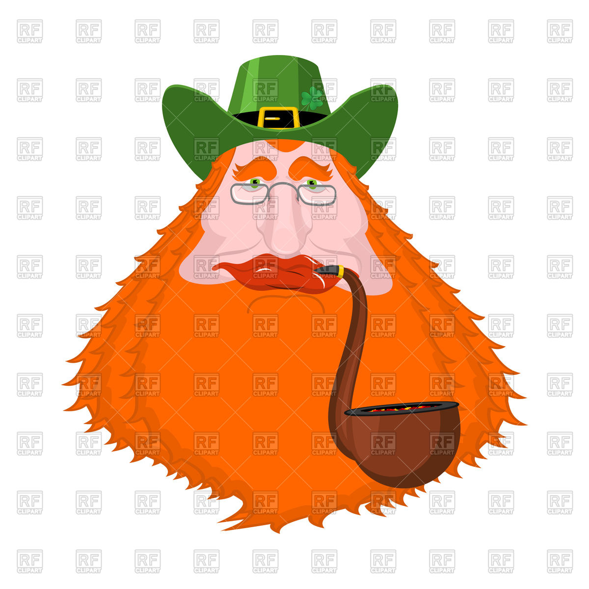 1200x1200 St. Patrick's Day Leprechaun With Red Beard And Pipe Royalty Free