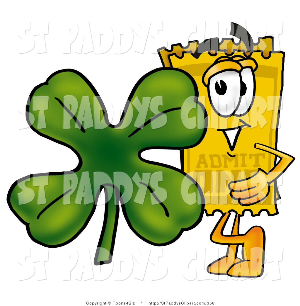 1024x1044 Clip Art Of A St Patricks Day Ticket Character With A Shamrock By