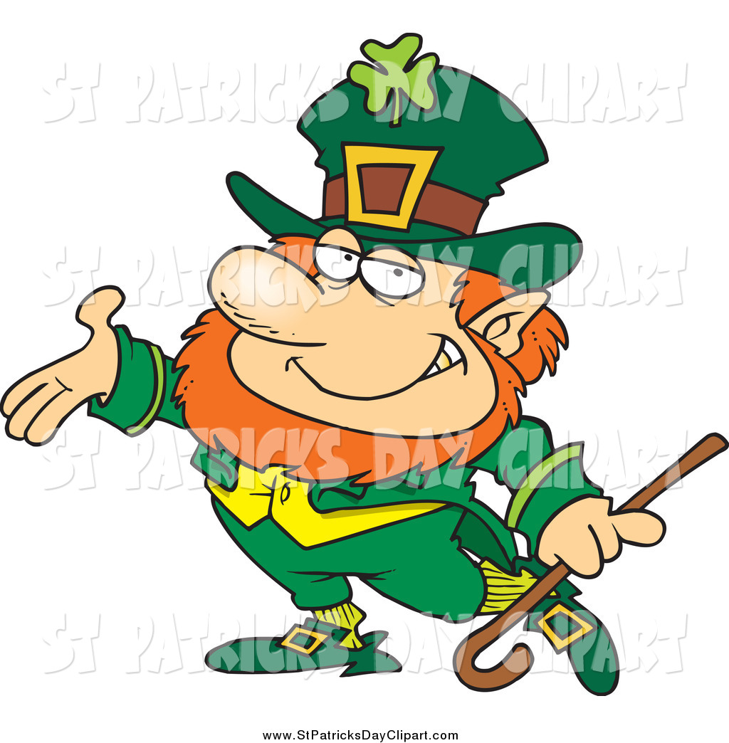 1024x1044 Clip Art Of A Cartoon Presenting St Patricks Day Leprechaun By