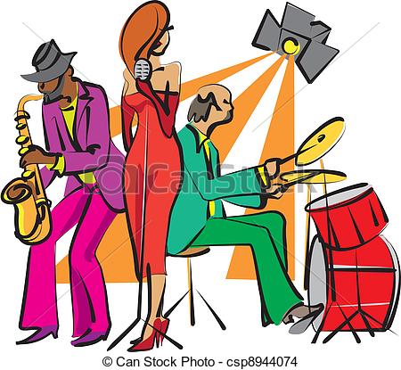 450x415 Jazz Band Playing On The Stage Eps Vector