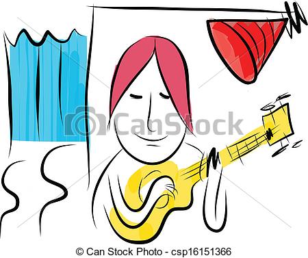 450x377 Back Stage Rehearsal. Line Art Freehand On Vector Format Clip