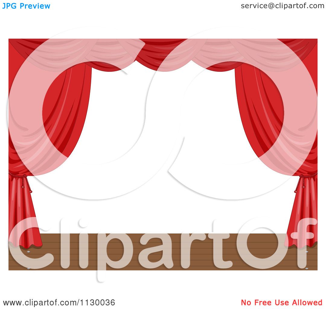 1080x1024 Cartoon Of Red Theater Curtains Framing Copyspace Over A Stage