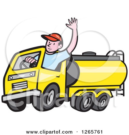 450x470 Clipart Of A Cartoon White Male Garbage Truck Driver Waving