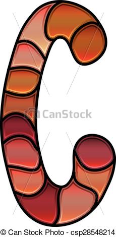 230x470 Stained Glass Font, Letter C Vector Clip Art