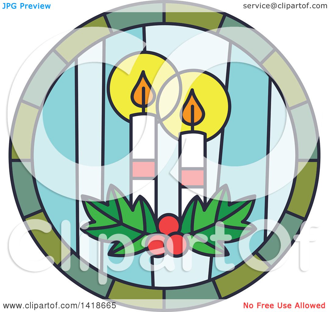 1080x1024 Clipart Of A Round Stained Glass Christmas Candles Design