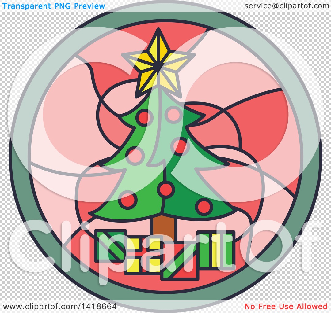 1080x1024 Clipart Of A Round Stained Glass Christmas Tree Design