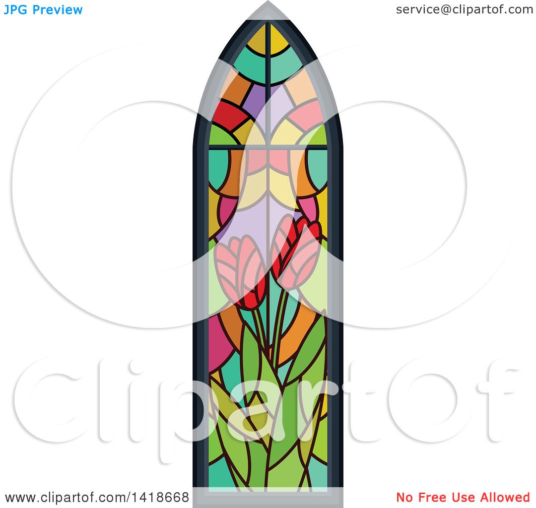 1080x1024 Clipart Of A Stained Glass Tulip Flower Window Design