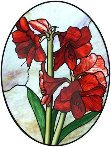 356x469 This Amaryllis Stained Glass Piece Would Make A Beautiful Stain