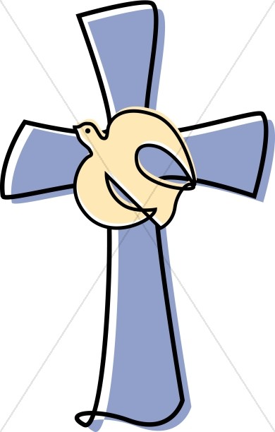 390x612 Lavendar Cross With A Dove Clipart