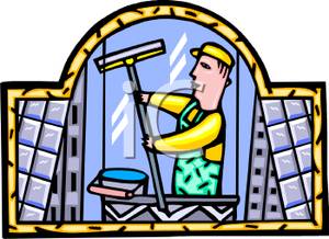 300x218 A Window Washer On A Scaffold Washing Windows