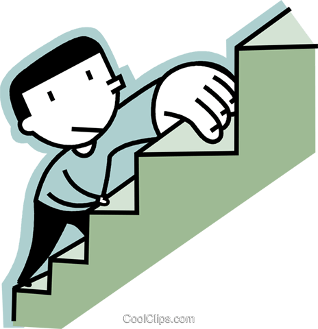 464x480 Man Climbing Stairs Royalty Free Vector Clip Art Illustration