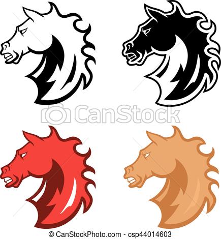 435x470 Mustang Head Mascot. Angry Wild Stallion In Cartoon Design