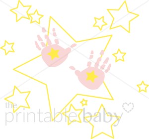 300x279 Pink Handprints With Stars Clipart Baby Footprint Clipart