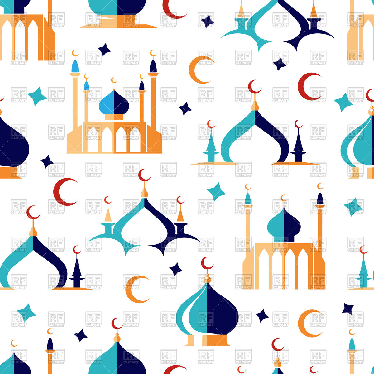 1200x1200 Arabic Seamless Pattern With Moon Stars And Mosque Vector Image