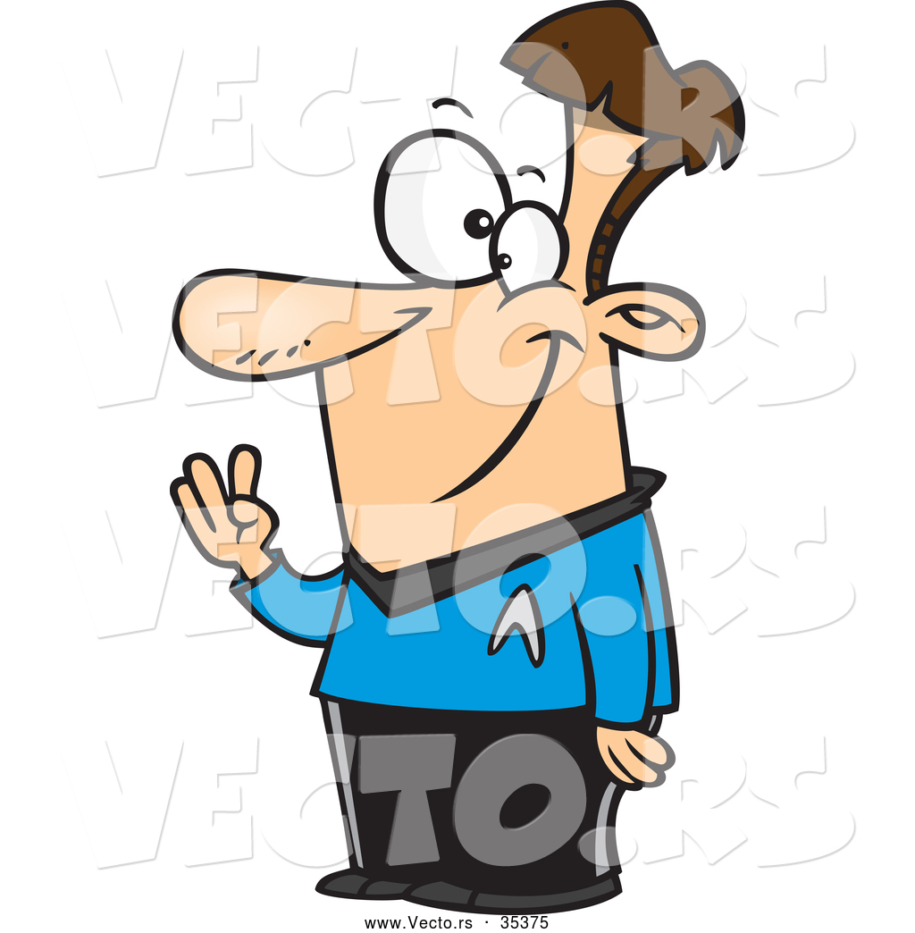 1024x1044 Vector Of A Smiling Cartoon Star Trek Man Hand Gesturing By
