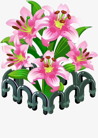 416x587 Lily, Pink Flowers, Green Leaves Png Image And Clipart For Free