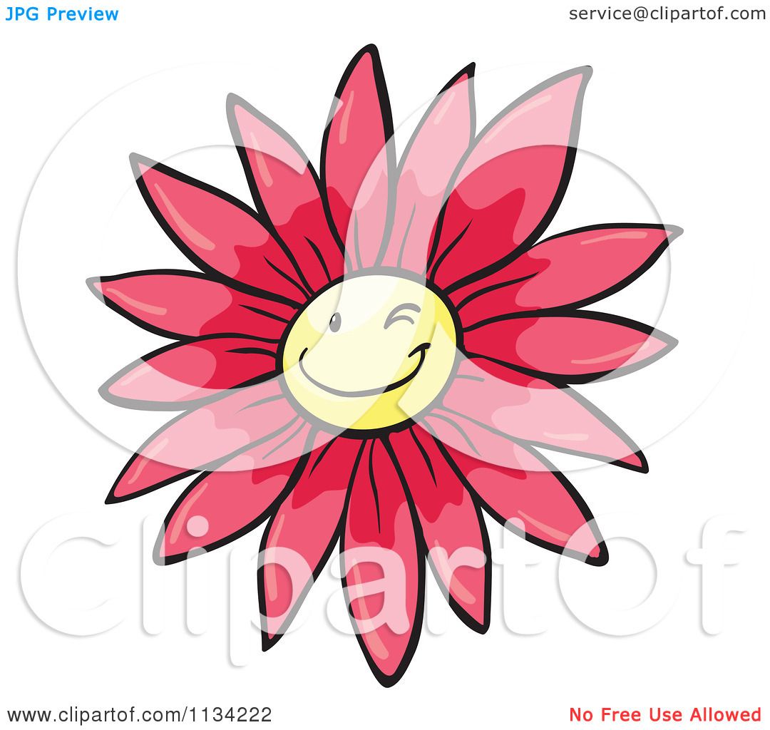 1080x1024 Cartoon Of A Winking Pink Flower