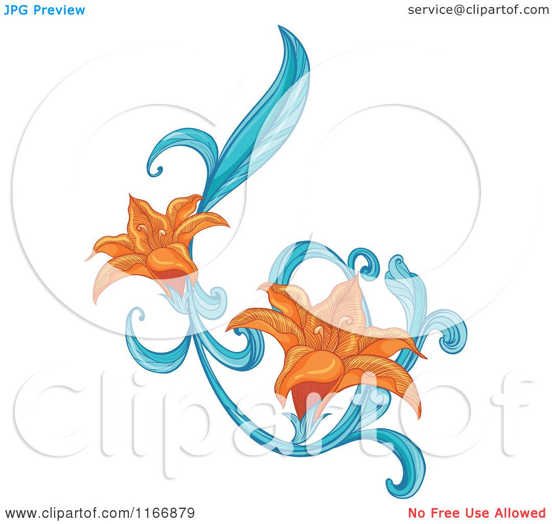1080x1024 Cartoon Of An Orange Lily Flower Design Element