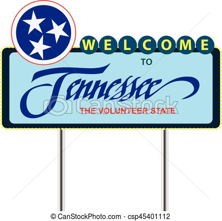 450x448 Road Stand Welcome To Tennessee, The Volunteer State. Vector Clip