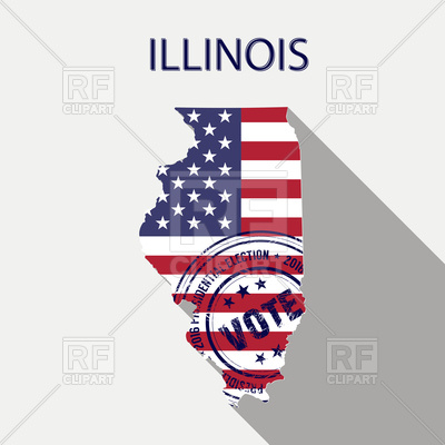400x400 State Of Illinois Map With Flag And Presidential Day Vote Stamp