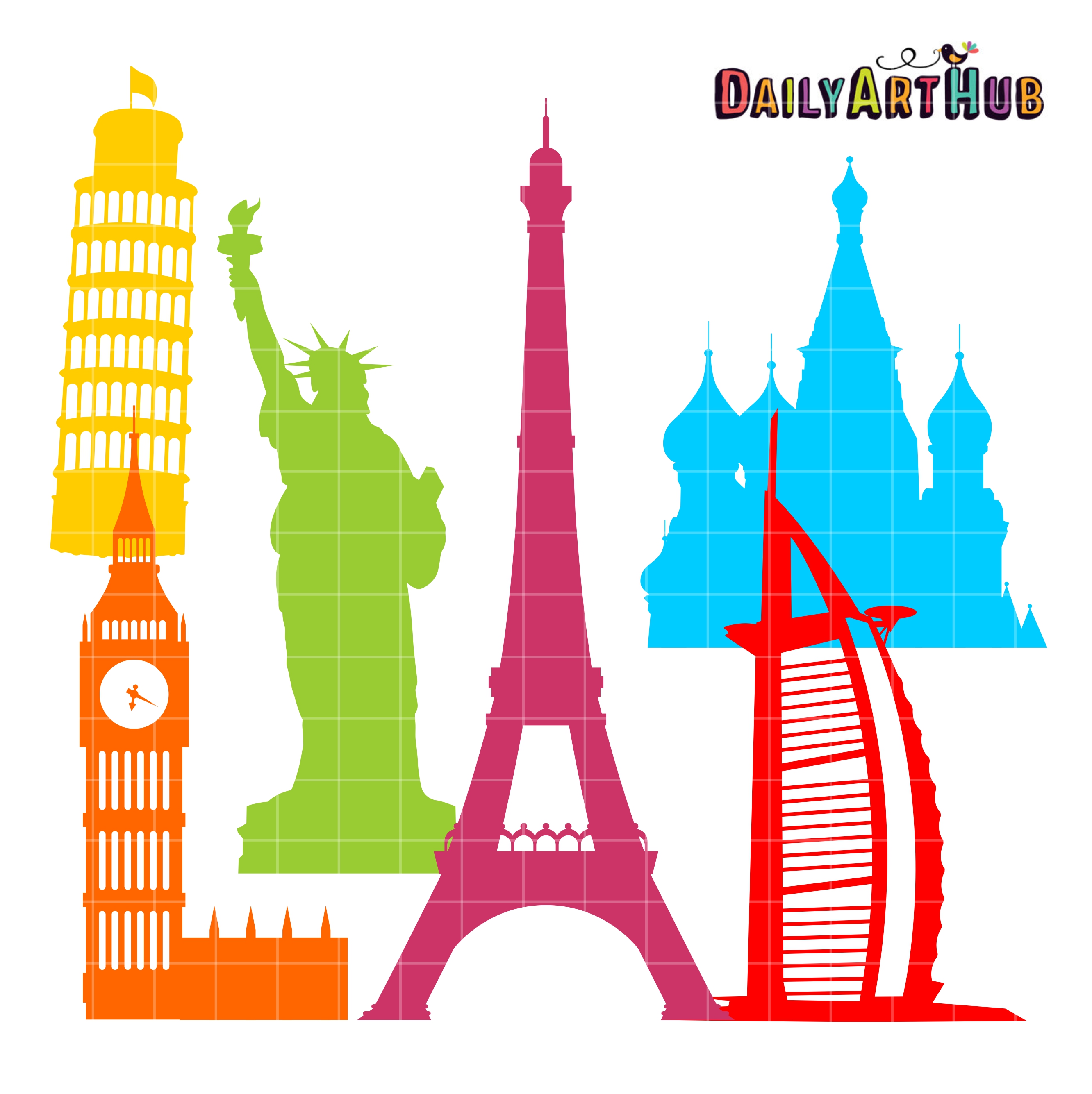 2664x2670 World Landmarks Silhouettes Clip Art Set Daily Art Hub Free