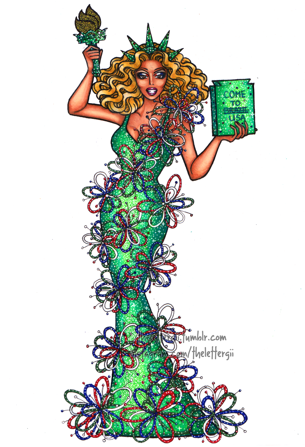 1024x1498 Rupaul Statue Of Liberty By Thelettergii
