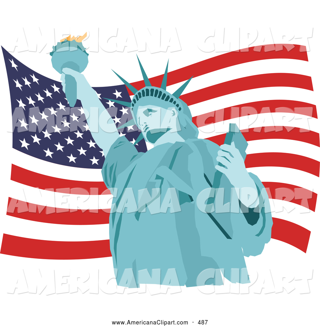 1024x1044 Americana Vector Clip Art Of A Patriotic Blue Statue Of Liberty