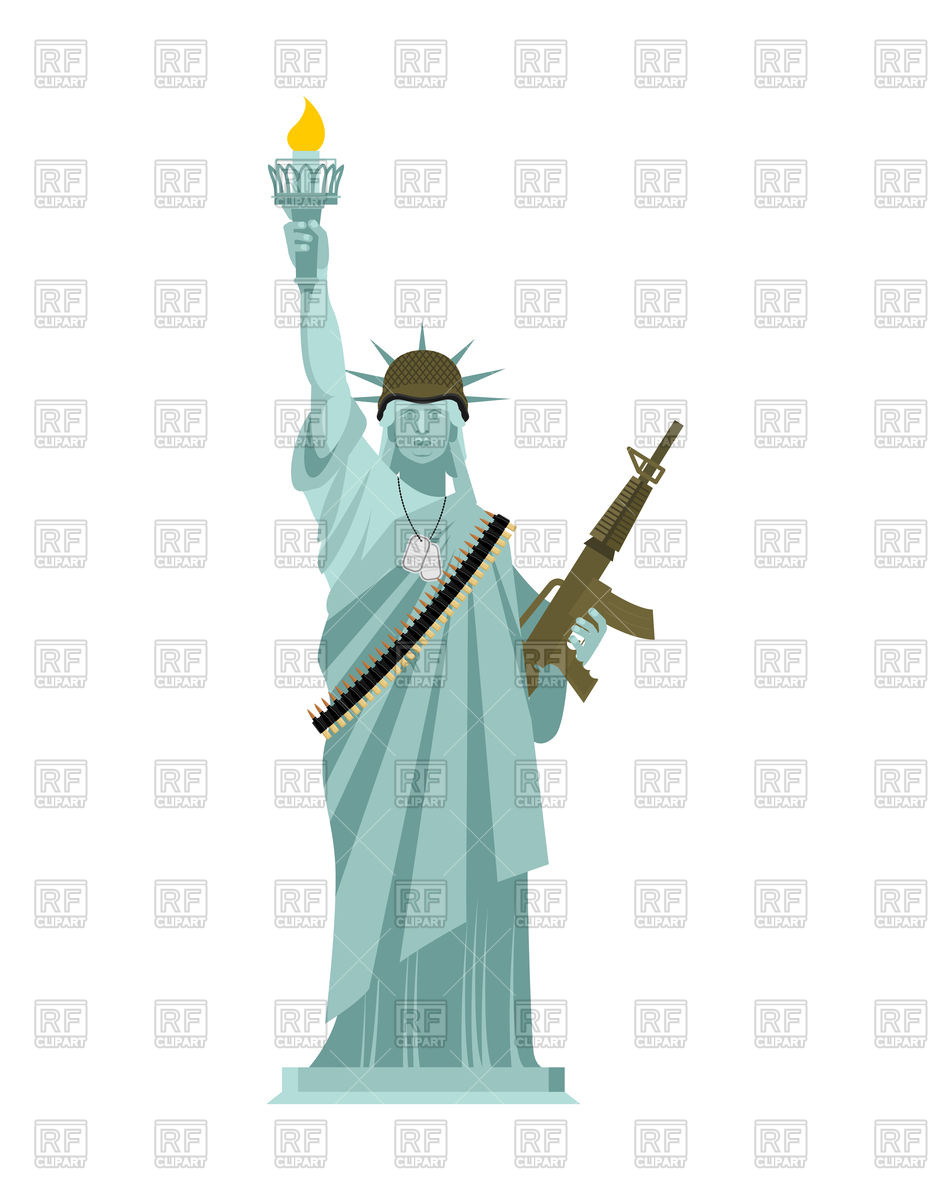 950x1200 Statue Of Liberty With Military Helmet And Weaponarmy. Machine Gun