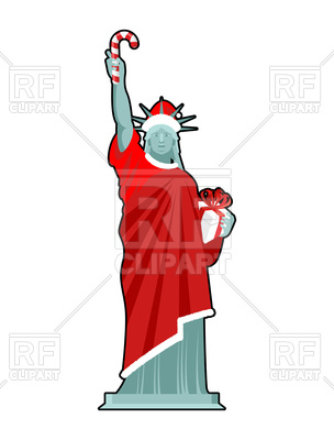 304x400 Christmas Statue Of Liberty With Candy Cane And Gift Box Royalty