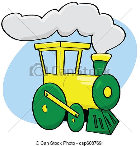 450x470 Cartoon Train. Cartoon Illustration Of A Green And Yellow
