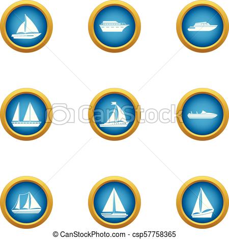 450x470 Steamboat Icons Set, Flat Style. Steamboat Icons Set. Flat Clip