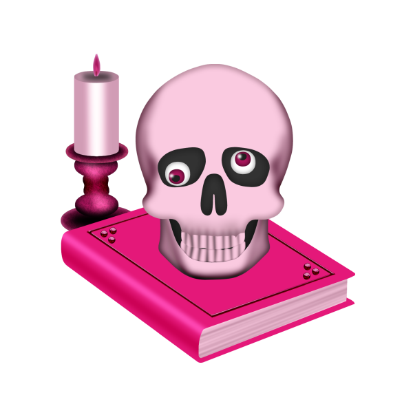 600x600 Skull, Book And Candle Clip Art