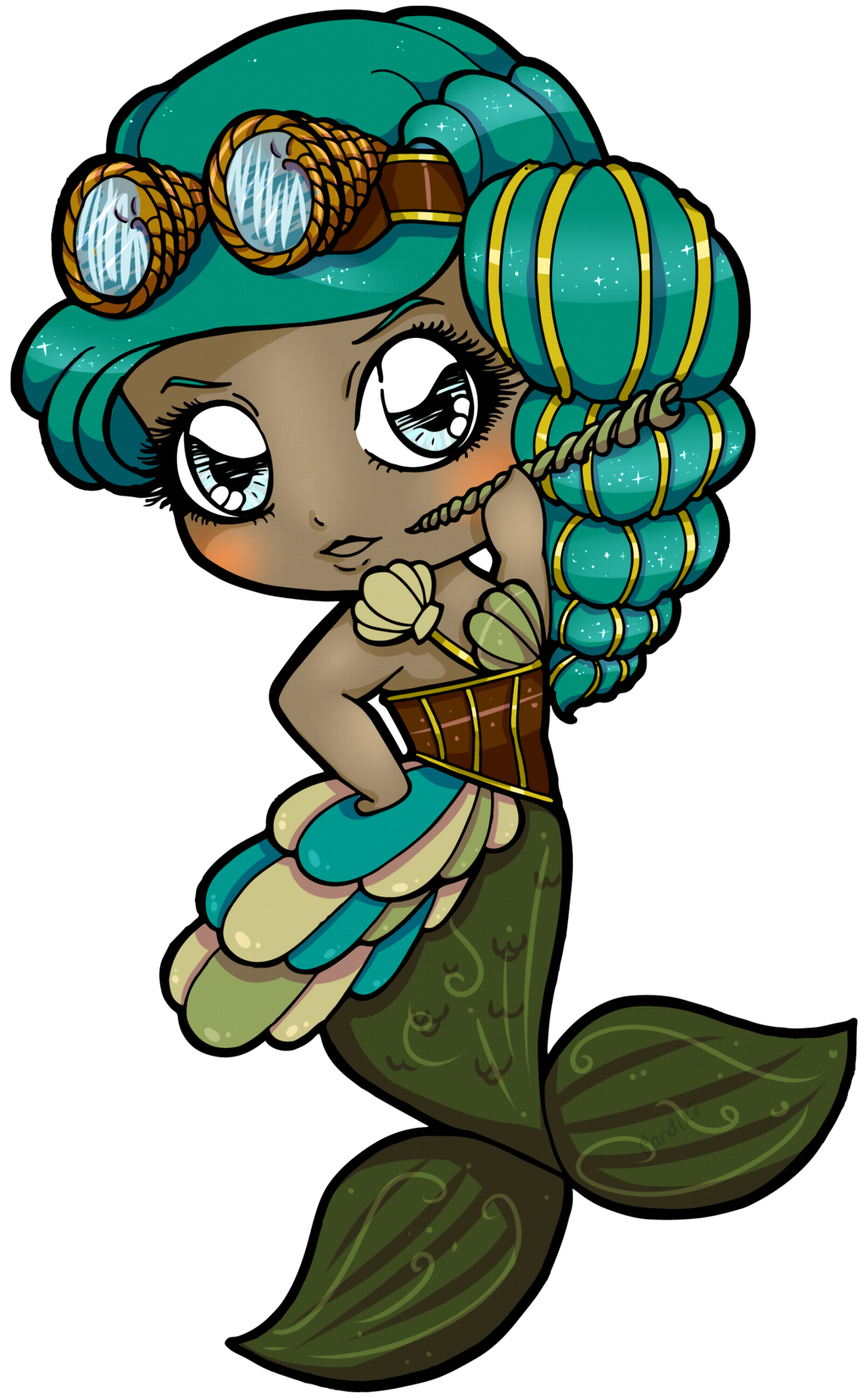 1024x1650 Steampunk Mermaid Chibi By Candi Kii