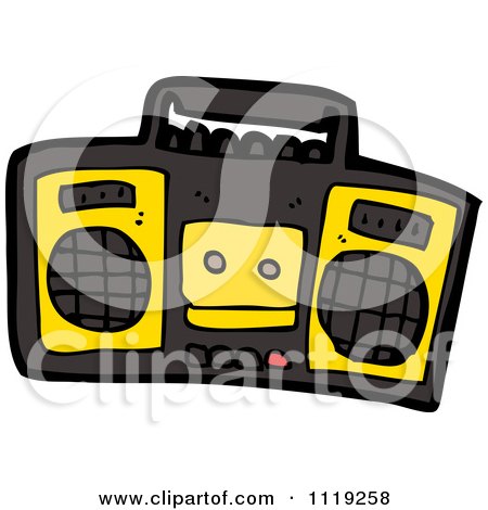 450x470 Cartoon Of A Black And Yellow Radio