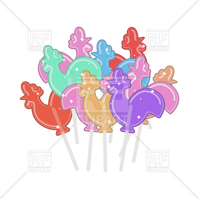 400x400 Colourful Cock Candy On Stick Set Royalty Free Vector Clip Art