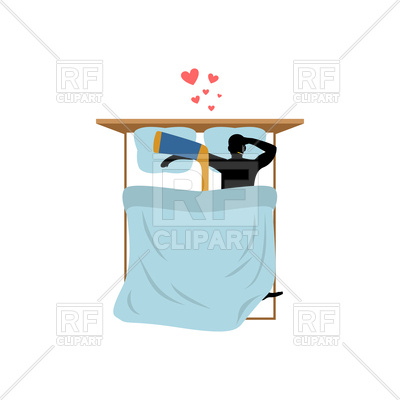 400x400 Guy And Hockey Stick In Bed Royalty Free Vector Clip Art Image