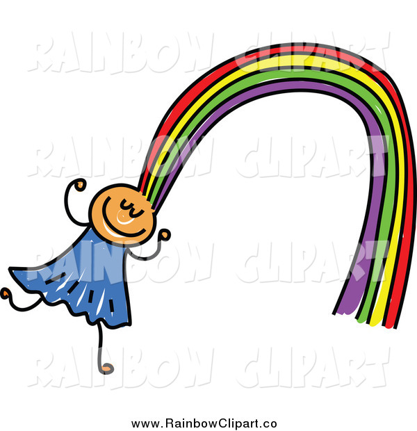 600x620 Vector Clip Art Of A Happy Stick Girl With Rainbow Hair By Prawny