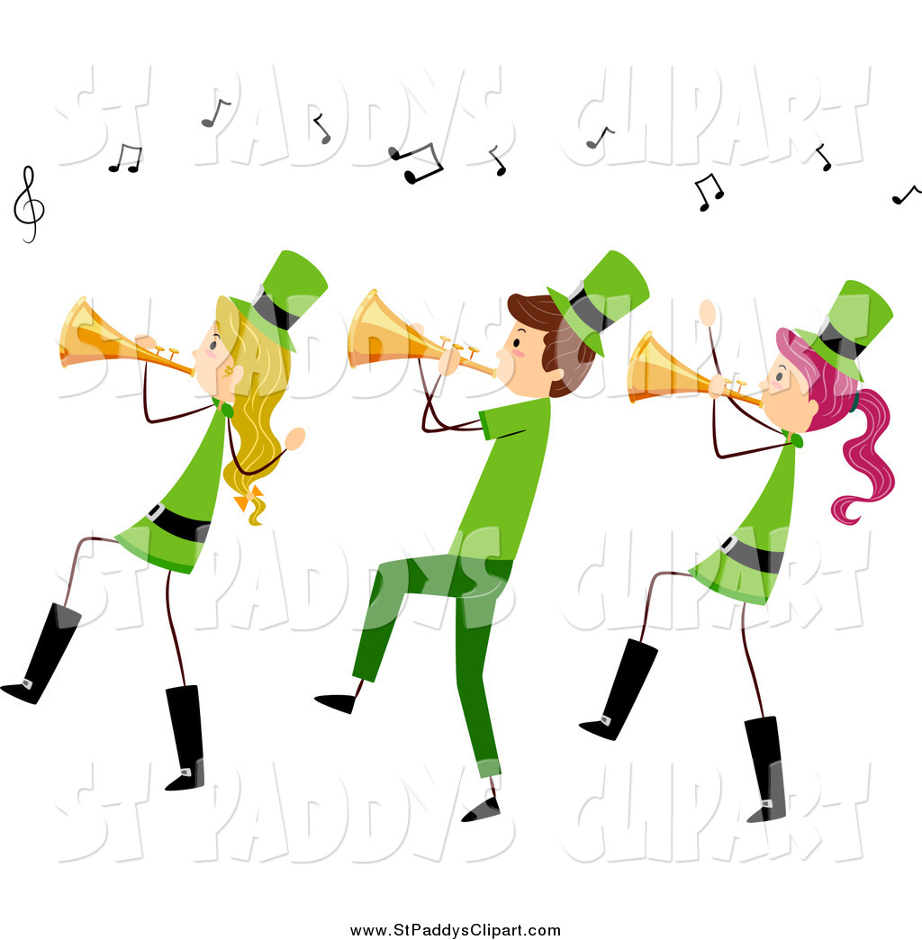 1024x1044 Vector Clip Art Of A St Paddys Day Stick People Playing Trumpets