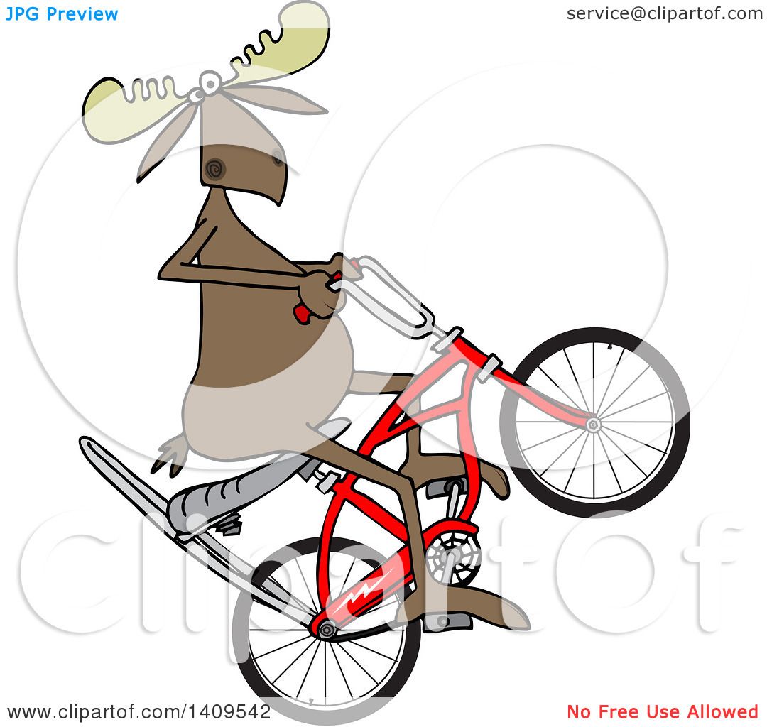 1080x1024 Clipart Of A Cartoon Moose Popping A Wheelie On A Stingray Bicycle