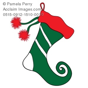 300x299 Clip Art Illustration Of An Elf Christmas Stocking