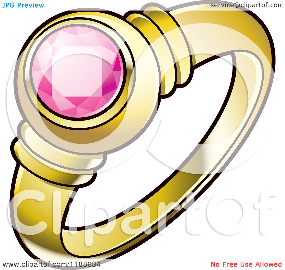 1080x1024 Clipart Of A Gold Wedding Ring With A Pink Gem Stone