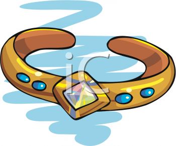 350x290 Picture Of A Gold Bracelet With Blue Stones In A Vector Clip Art