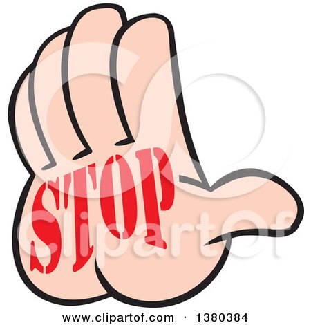 450x470 Clipart Of A Caucasian Hand Gesturing To Hold It With Stop Text